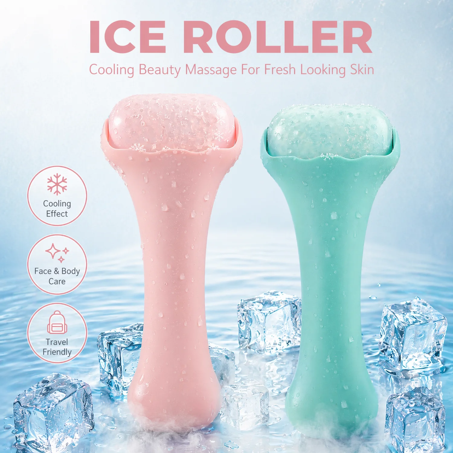Ice Roller Face Cold - IJsroller gezichtsmassage-apparaat, verkoelende gezichtsroller, beauty massage